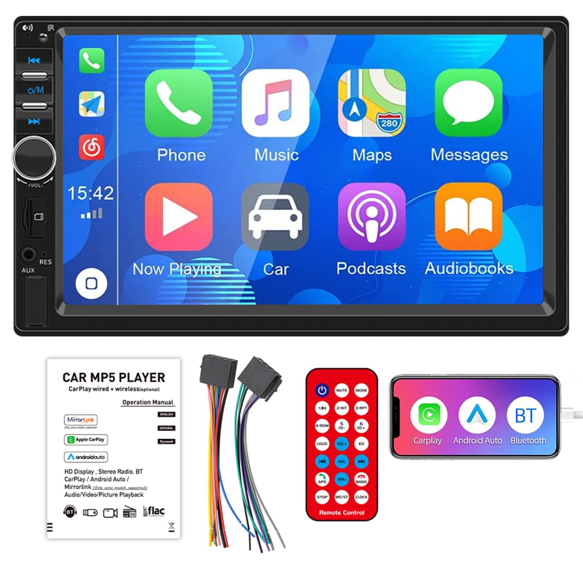 Amazon.com: PolarLander 2 DIN Car Stereo Carplay Android Auto 7